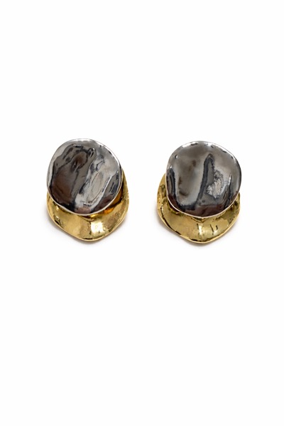 Aretes Eclipse bicolor plata y oro